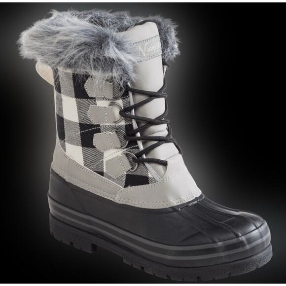Natural Reflections Lumber Jill Pac Boots Women's 9 Gray White Plaid NWT - Picture 11 of 13